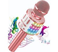 Karaoke Wireless Microphone, 5 in 1 Bluetooth Microphone with Dancing LED Lights, Portable Singing Mic Karaoke Machine Speaker, Home KTV Karaoke Player for Kids Adults Party Support Android iOS Device