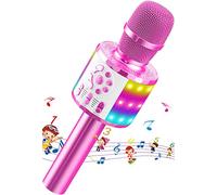 Karaoke Wireless Microphone, Kids Bluetooth Mic with LED, Wireless Karaoke Handheld Speaker Toy for Boys Girls, Home KTV/Parties Popular Singing Support Android & iOS Devices