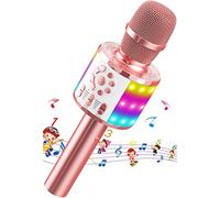 Karaoke Wireless Microphone, Kids Bluetooth Mic with LED, Wireless Karaoke Handheld Speaker Toy for Boys Girls, Home KTV/Parties Popular Singing Support Android & iOS Devices