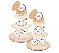 KARAQY 2 Pcs Little Dumpling 3-Tier Cupcake Stand - Cute Dumpling & Steamer Basket Design Cardboard Dessert Tower for Baby Shower, Birthday Party, Asian Food Theme Decorations