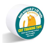 Karaseno Cat Deterrent Tape, 3 Inch x 30 Yard, Transparent, Non-Toxic, Double Sided, Cat Training Tape, Furniture Protector, Indoor Use, Small Breeds