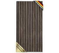 KARAT Acoustic Panels, Wall Panels with Real Wood Veneer for Comfortable Room Acoustics, Slat Wall Wood and Felt, Wall Cladding as Sound Insulation, Sound Insulation (Black Walnuts, 118 x 60 cm)