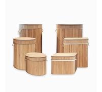 KARAT Bamboo Laundry Basket, 55L Foldable Laundry Hamper with Handles, Removable Cotton Liner Bag, Washing Basket Storage Hamper, Natural (Round, 35 x 45 cm)