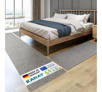 KARAT Bed Rug - 3-Piece Set - Modern Bed Border in Silver Grey - Rug Runner for Bedroom Living Room - Fluffy Carpet Runner Geneva (W: 80 cm | L: 1 x 300 cm + 2 x 150 cm)