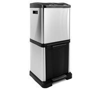 KARAT Bin with 3 Compartments - 2 x 8 Litres + 1 x 16 Litres, Removable Inner Bucket with Handle, Pedal Opening - Waste Separation System, Waste Bin for Office and Kitchen (James)