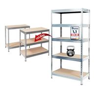 KARAT Heavy Duty Shelving System, Metal Boltless Shelf, Garage Shelving Rack, Basement Storage Shelves and Workbench, Load Capacity up to 1500 kg, Quick Assembly (Galvanised, 200 x 90 x 45 cm)
