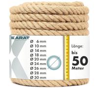 KARAT Jute Rope 5m 10mm Thick Jute Cord, Natural Beige, Ideal for Sports, Construction, Decoration