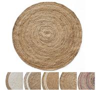 KARAT Jute Round Area Rug, 200 cm Diameter, Surat, 100% Natural Fibre, Braided Boho Jute Rug, Handwoven, Robust & Tear-Resistant, Suitable for Kitchen, Hallway & Living Room