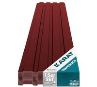 KARAT Metal Roofing Sheets 115 x 45 cm (Pack of 15) 7.7 m² Corrugated Roof Sheeting Plates Cladding for Garage, Shed, Carport and Greenhouse, Galvanised Coated, Red (incl. 30x Screws)