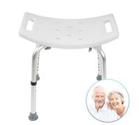 KARAT Noah Plus Shower Stool - Height Adjustable 37.5-49.5 cm, Load Capacity up to 136 kg, Non-Slip Rubber Feet, White