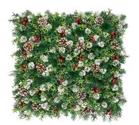 KARAT Plant Wall - Artificial Plants for Wall Mounting - 50 x 50 cm - Christmas Decoration with Red Berries, Pine Cones & Green Accents (Festival, 50 x 50 cm)