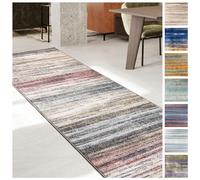 KARAT Rug Runner for Kitchen, Hallway & Living Room, Kitchen Runner - Non-Slip Modern Hallway Rug for Living Room & Bedroom, Sold by the Metre, Made to Measure, Beige/Red, 80 x 250 cm (Cudillero)