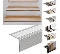 KARAT Stair Nosing Edge Profile, Transition Strips, Angle Profiles for Floors, Steps, Stairs and Walls (Integral, L-shape - Silver, 1340 x 30 x 20 mm - Self-adhesive)