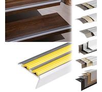 KARAT Stair Nosing Edge Profile, Transition Strips, Angle Profiles for Floors, Steps, Stairs and Walls (Power Grip, Double Rubber - Yellow, 900 x 42 x 20 mm - Self-Adhesive)