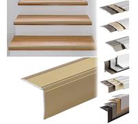 KARAT Stair Nosing Profile in L-Shaped Aluminium 1 Piece, 134 x 3 x 3.5 cm, Self-Adhesive, Gold for Parquet and Laminate, Includes Mounting Material, Step Edge Profile in 3 Lengths and 4 Colours,