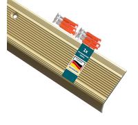 KARAT Stair Nosing Profile, L-Shape, Perforated, Gold, Anodised Step Edge Profile for Parquet and Laminate, 1 Piece, 134 cm Length, 3 x 2 cm, Integral