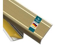 KARAT Stair Nosing Profile L-Shaped No Drilling Gold Anodised Step Edge Profile for Parquet and Laminate 1 Piece, 100 cm Length 3 x 3.5 cm Integral
