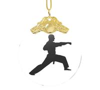 Karate 3"Glass Christmas Decor,Christmas Tree Ornament,Xmas Decoration, Holiday Decoration,Glass Round Pendant,Perfect For Holiday Party,Window,Tree,Home Decor