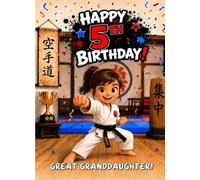 Karate 5th Birthday Card for Great Granddaughter