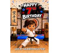 Karate 7th Birthday Card for Great Granddaughter