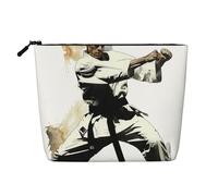 Karate Art Printed Make up Bag Linen Toiletry Bag Personalized Travel Makeup Cosmetic Bag for Women Mom