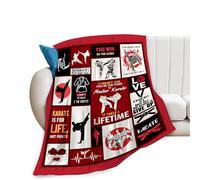 Karate Blanket Karate Lovers Gifts for Boys Teens Karate Black Belt Gifts Soft Cozy Fleece Flannel Plush Karate Kid Home Decor Martial Art Theme Throw Blanket for Bed Sofa Couch 40"X50"