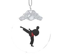 Karate Boy Changeable Belt Color 3"Glass Christmas Decor,Christmas Tree Ornament,Xmas Decoration, Holiday Decoration,Glass Round Pendant,Perfect For Holiday Party,Window,Tree,Home Decor