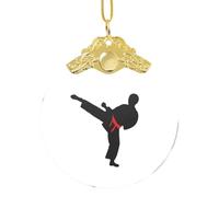 Karate Boy Changeable Belt Color 3"Glass Christmas Decor,Christmas Tree Ornament,Xmas Decoration, Holiday Decoration,Glass Round Pendant,Perfect For Holiday Party,Window,Tree,Home Decor