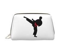 Karate Boy Changeable Belt Color Leather Makeup Bag for Travel, Portable Cosmetic Organizer, Make Up Bag with Zipper