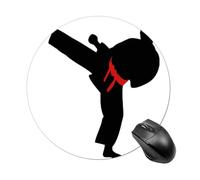 Karate Boy Changeable Belt Color Round Mouse Pad 7.8 Inch, Portable Gaming Mouse Mat with Non-Slip Rubber Base & Smooth Surface, Waterproof Mousepad for PC, Laptop, Computer, Office, Home