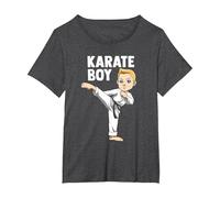 Karate Boy Fighting - Japanese Martial Arts Enthusiasts T-Shirt, Women's Plus, Dark Heather Grey, 3X