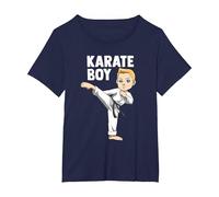 Karate Boy Fighting - Japanese Martial Arts Enthusiasts T-Shirt, Women's Plus, Navy Blue, 3X