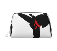 Karate Boy Vector Changeable Belt Color Leather Toiletry Organizer Bag, Travel-Friendly Makeup Pouch for Women
