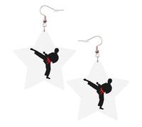 Karate Boy Vector Changeable Belt Color Party Earrings for Women, Sparkling Star Dangle Earrings, Fashion Drop Jewelry for Night Out