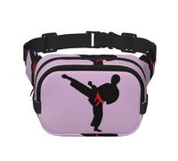 Karate Boy Vector Changeable Belt Color Print Fashion Waist Packs Square Layer Waist Bag Black Belt Bag with Adjustable Strap, Black, One Size