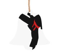 Karate Boy Vector Changeable Belt Color Print Holiday Decorations Set, 6pcs Angel Bell Tree Snowman Wooden Ornament For Christmas Hanging