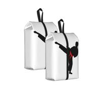 Karate Boy Vector Changeable Belt Color Print Large Capacity Travel Shoe Luggage Bag, Waterproof Portable Footwear Storage Bag for Swimming