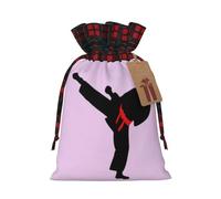 Karate Boy Vector Changeable Belt Color Print Xmas Drawstring Eco-Friendly Gift Bags For Christmas Party Wrapping Present Needs