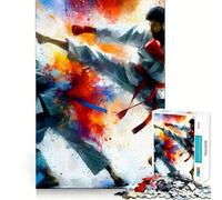 Karate Combat Art 1000 Piece Jigsaw Puzzle for Teenagers DIY Fun Clear Tone Pattern Assemble Night Fun (38x26cm)