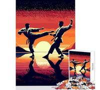 Karate Combat Sunset for Adults 1000 Piece Jigsaw Puzzle Great Gifts Stress Reliever Toy Wall Decor for 14+ Puzzle Game Offered (50x75cm)