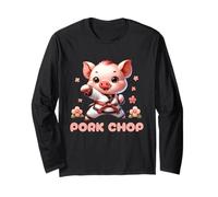 Karate Cute Pork Chop Funny Karate Pun Pig Martial Arts Long Sleeve T-Shirt
