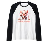 Karate Cute Pork Chop Funny Karate Pun Pig Martial Arts Raglan Baseball Tee