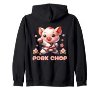 Karate Cute Pork Chop Funny Karate Pun Pig Martial Arts Zip Hoodie