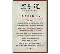 Karate Dojo Kun Poster Seven Principles Wall Art Canvas | Traditional martial arts code for respect perseverance(Unframed,16x24inch(40x60cm))