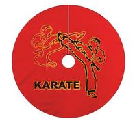 Karate Funny Christmas Tree Skirt Red 36 Inches Xmas Tree Mat Funny Decor for Family Christmas Holiday