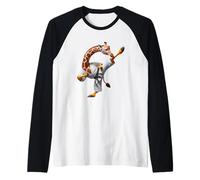 Karate Giraffe High Kick Masterpiece Raglan Baseball Tee