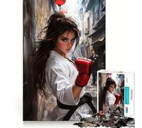 Karate Girl in Alleyway 1000 Pieces Jigsaws Adults Puzzles Stress Relief Play Home Fun Hard Challenge Room Decor (38x52cm)
