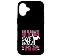 Karate Girl Kick In The Face Beauty Grace Sayings Funny Case for iPhone 16