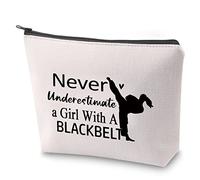 Karate Girl Lover Survival Kit Never Underestimate a Girl with A Black Belt Makeup Bag with Zipper Black Belt Toiletry Bag Karate Trainer Gift (Black Belt Girl)