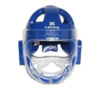 Karate Head Guard Face Protection Gear Full Face Shield with Adjustable Straps for Kids Adults Martial Arts Training Sparring- Blue S